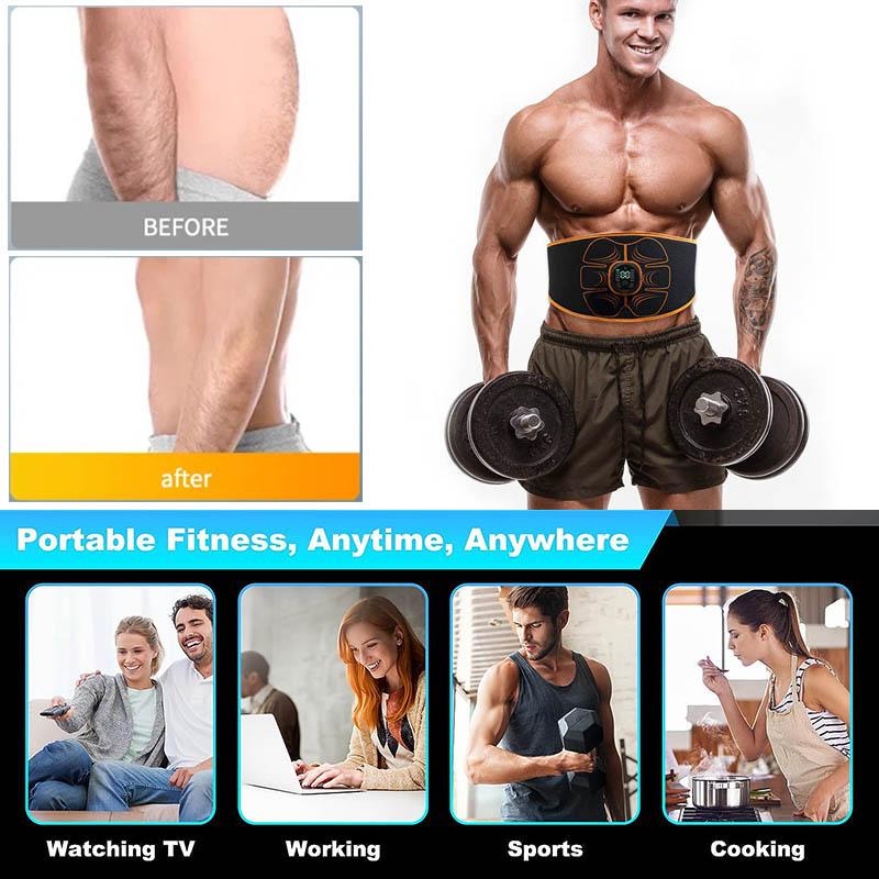 ABS стимулятор электрическая вибрация тренажер для мышц живота стимулятор мышц USB зарядка для похудения тела фитнес массажные ремни