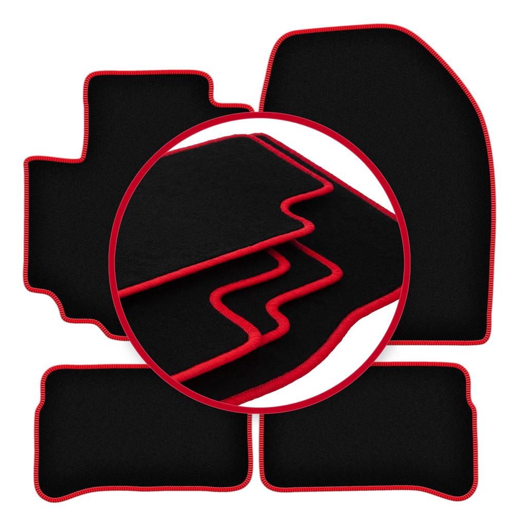 Velour floor mats with red edge for: Suzuki Vitara II FL SUV (2018-)