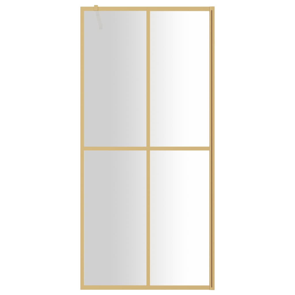 vidaXL Walk in Shower Screen with Tempered Clear Glass and Gold Frame 80 x 195 cm