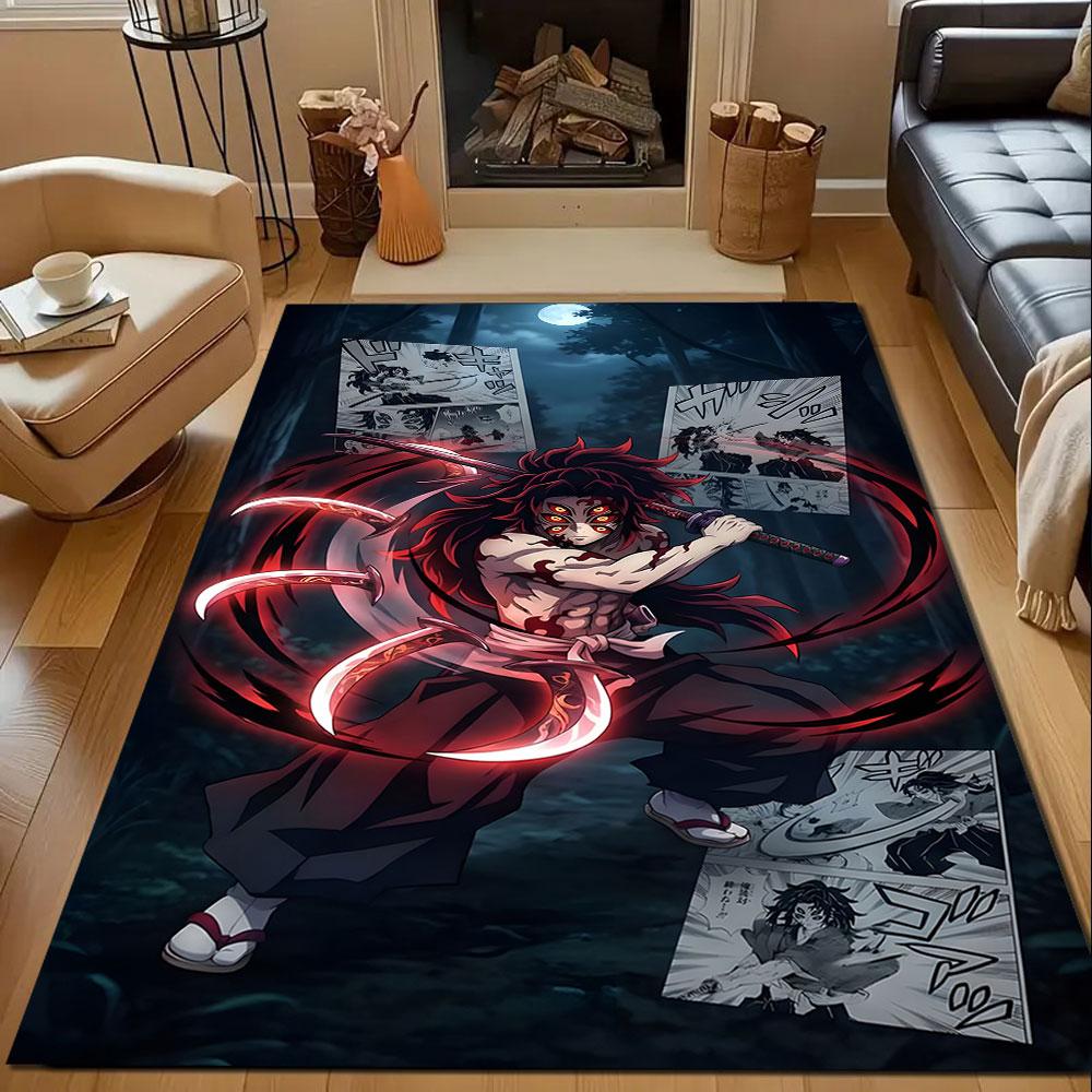 "Demon Warrior in Moonlit Forest" Patterned carpet, non slip mat suitable for living room and bedroom sofas