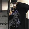 Harajuku, повседневные женские футболки, черные, готические, с мультяшным винтажным принтом, уличная одежда, мешковатые свободные футболки в стиле хип-хоп для пар, женские футболки с длинными рукавами