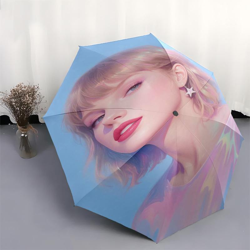 Taylor Swift Themed Automatic Opening and Closing Umbrella, Compact Travel Umbrella, Lightweight and Portable, Suitable for Beach Commuting