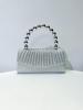 Sparkly Pleated Pearl Strand Clutch - Elegant Evening Bag