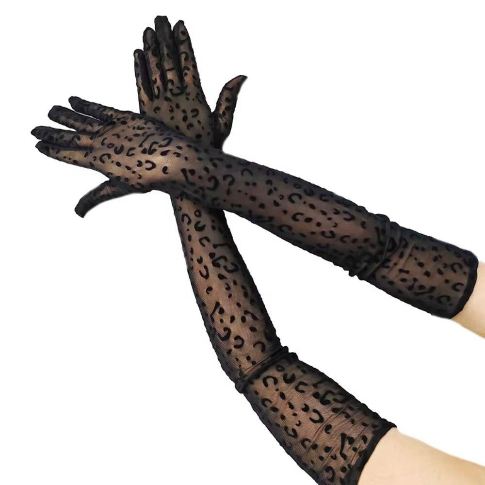 High Elasticity Mesh Gloves Transparent Opera Gloves Personality Long Gloves Halloween
