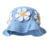 Women Handmade Crochet Breathable Knitted Hat Vibrant Bucket Hat Cute Plush Hat Fashion Floral Pattern Colorful 56-58cm