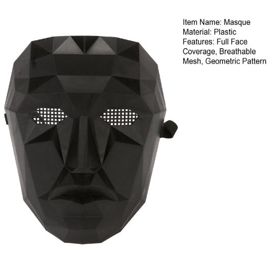 Маска для косплея с геометрическим узором, полнолицевая маска с сетчатыми регулируемыми ремнями, один размер, взрослая маска для костюмированных вечеринок, косплей