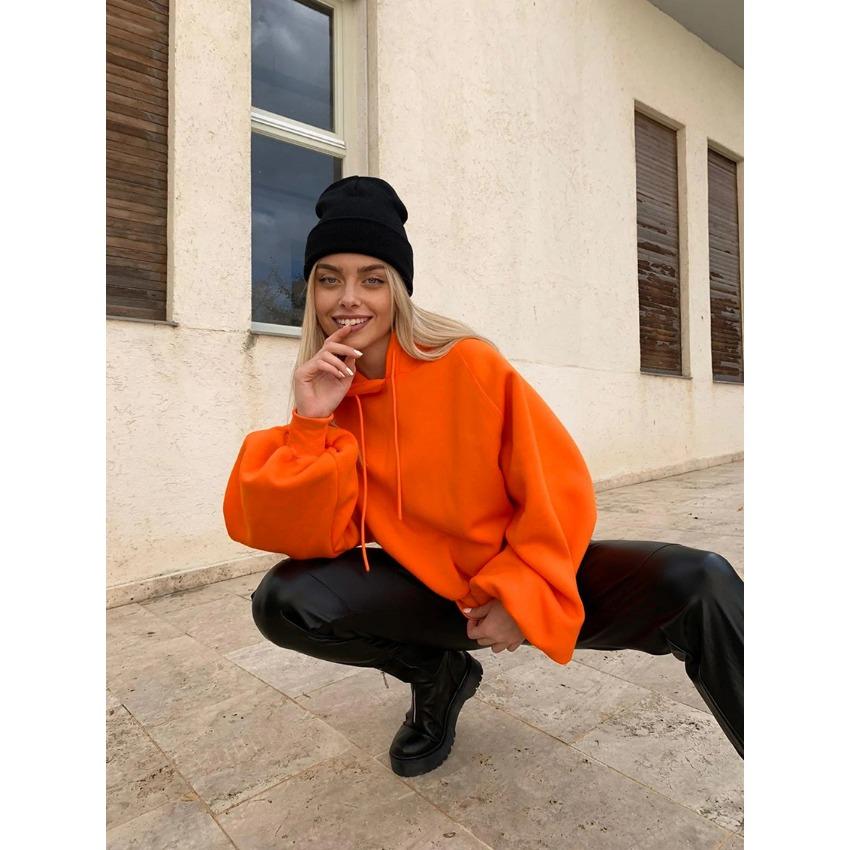 Осенне-зимний спортивный повседневный флисовый худи женский уличный стиль оверсайз свободный пуловер с длинным рукавом куртка