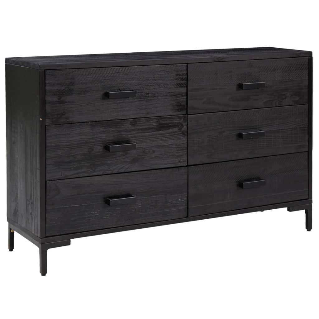 Sideboard Black 110 x 35 x 70 cm Solid Pine Wood