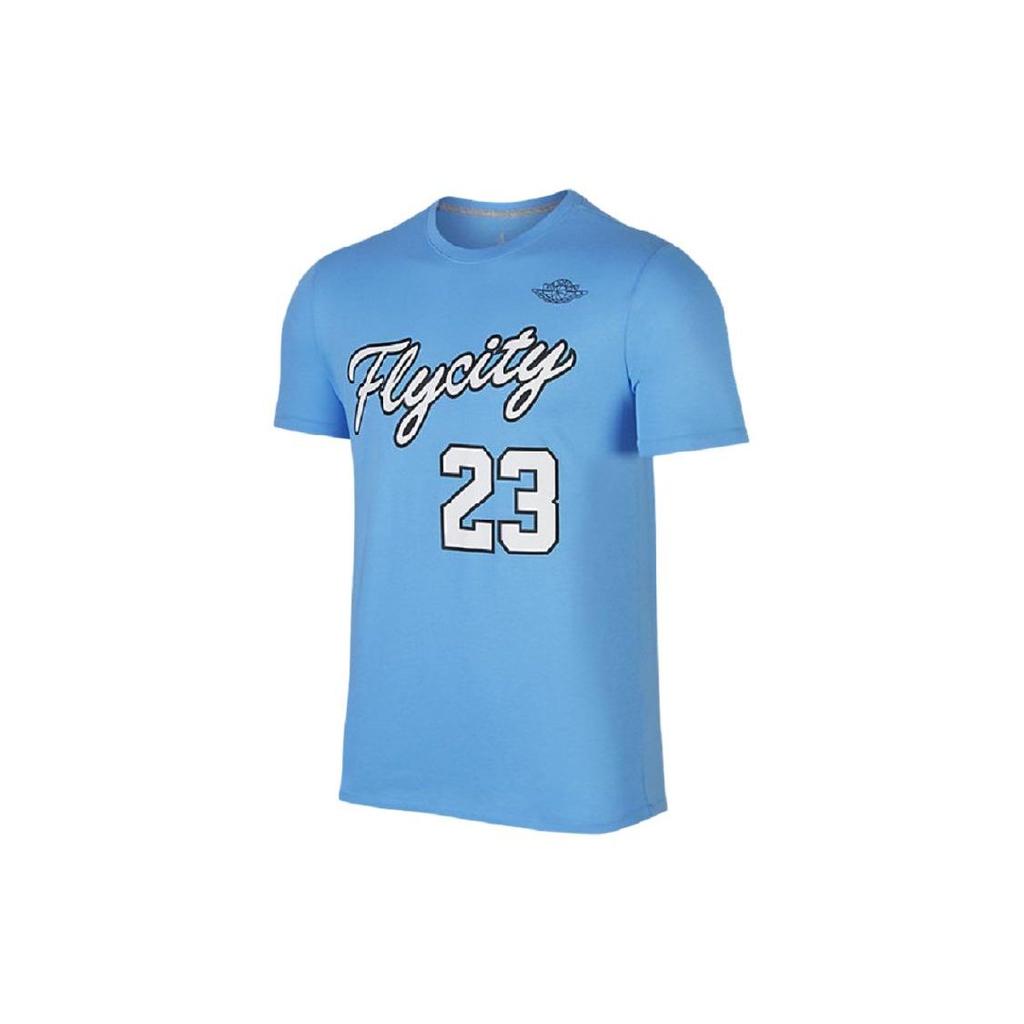 Jordan Fly City T Shirts Men's Blue Crew Neck Moderate Straight Fit 862840-412
