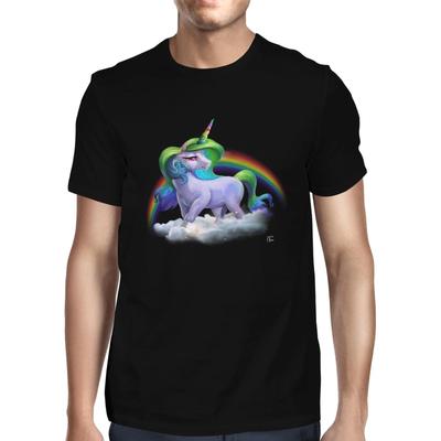 1Tee Мужская футболка с единорогом и зелеными волосами