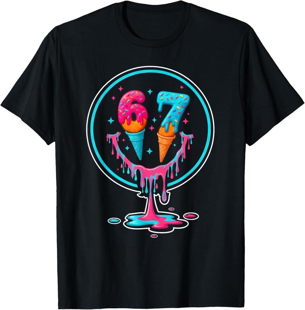 67 Ice Cream Drip Birthday Player Funny Design T-Shirt