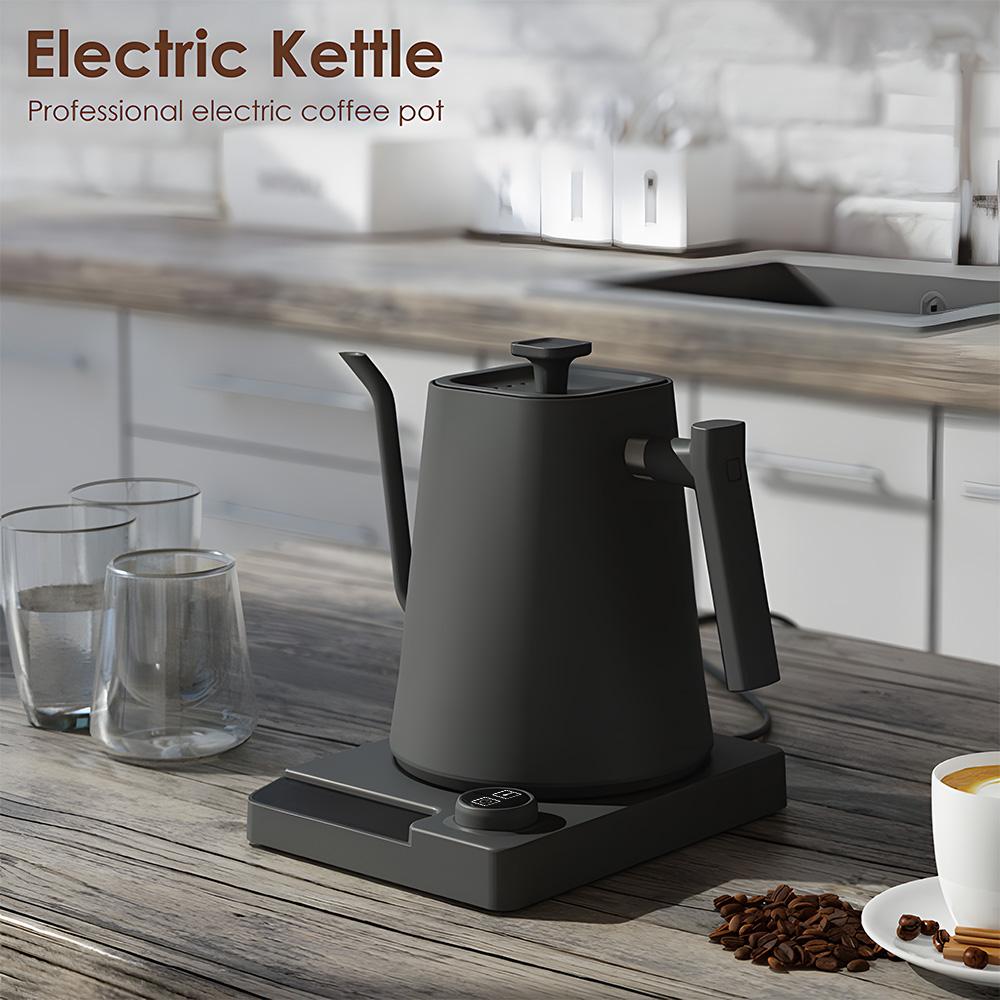 Electric Gooseneck Kettle Temperature Control Pour-Over Kettle for Coffee and Tea 1.0L Silent 1-24H Keep Warm Stainless Steel LCD Display