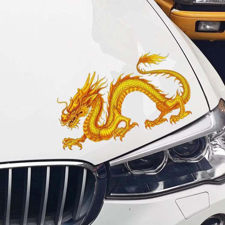 1 пара модных персонализированных наклеек для автомобиля, наклейки с божественным драконом, креативные декоративные наклейки на бампер двери автомобиля, 3D-узор с изображением зверя-дракона