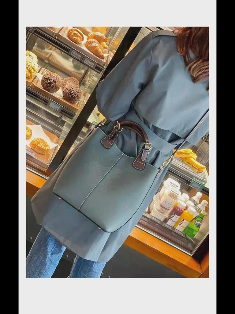 2023 Women's Genuine Leather Bucket Bag - Trendy Large-Capacity One-Shoulder Tote & Commuter Handbag