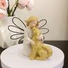 Resin Imitation Wood Carving Angel and Dog Ornaments Home Creative Warm Romantic Festival Commemorative Desktop Ornaments