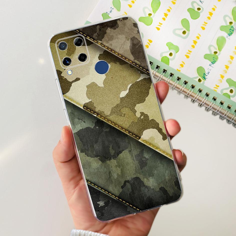 For Realme C15 Case Fashion Marble Butterfly Flower Soft TPU Phone Case For Realme C15 RMX2180 RMX2195 Coque C 15 Silicone Cover
