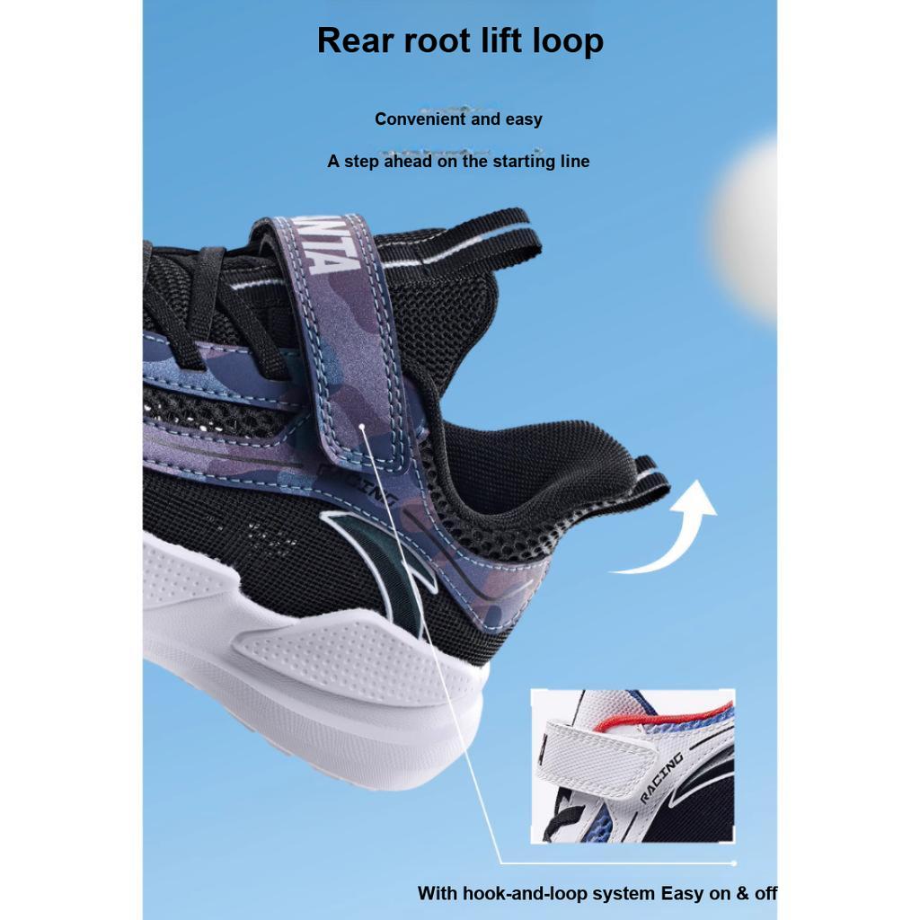 Anta Детские удобные универсальные кроссовки для бега на работу, амортизирующие, износостойкие, с низким верхом, детские кроссовки для бега, черные, оранжевые, A312425513-7