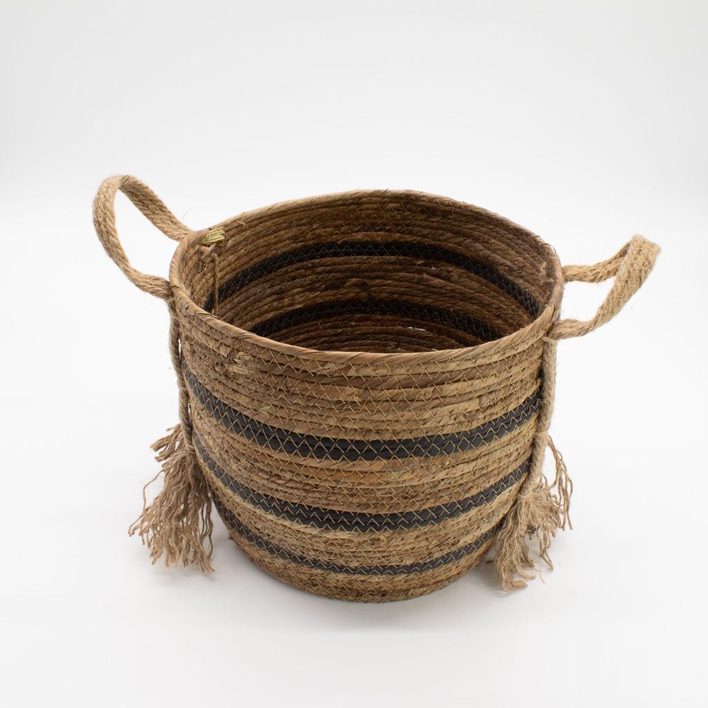 Bananna Leaf & Seagrass Large Baskets – Natural Browns- Set of 3