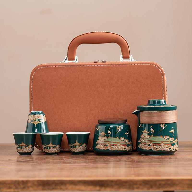 High-end cup, one pot, four cups set, portable travel tea set, teapot business gift souvenir