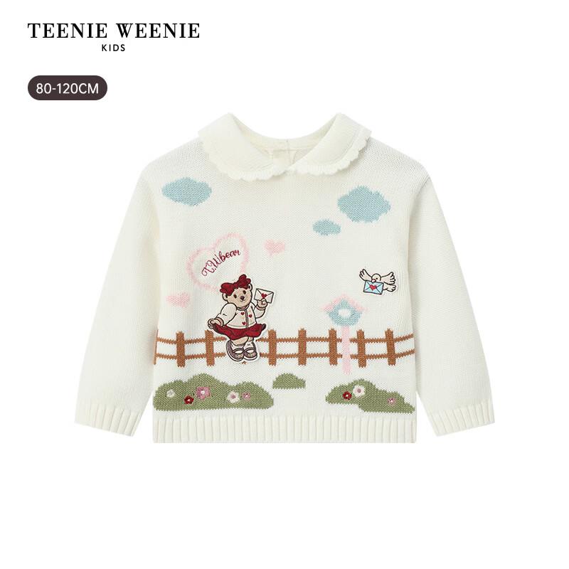 Teenie Weenie Girls' Festive Embroidered Pullover Sweater