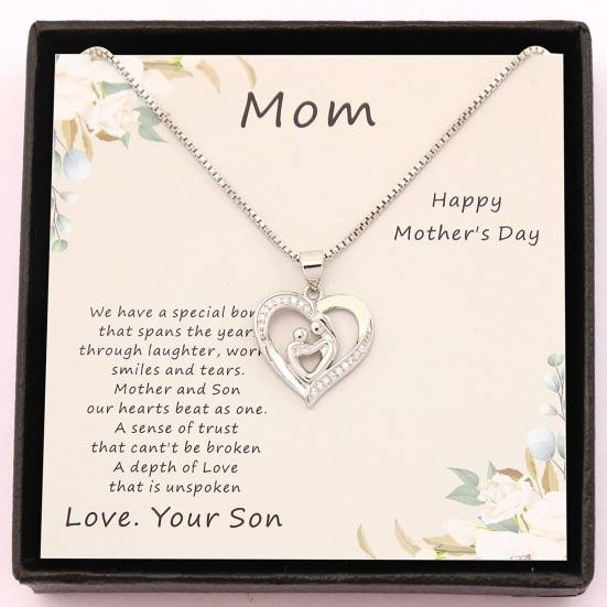 Yousheng Женское ожерелье со стразами, подвеска в виде сердца «Я люблю тебя, мама», регулируемое украшение на шею, ювелирное изделие, подарок на День матери, вечеринка, выпускной, ключичное ожерелье