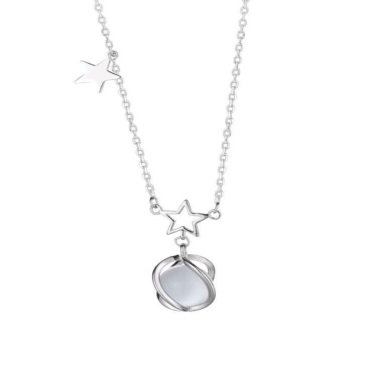 New Star Opal Necklace Women's Silver Necklace Women's Niche Design Sense Advanced Clavicle Chain