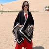 21 Style Big Pendulum Cloak With Hat Arabic Poncho Women Leopard Pocket Shawl Cape Knitted Middle East Split Thick Warm Blanket