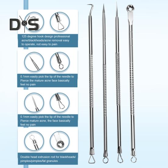 Набор из 7 инструментов для удаления черных точек из нержавеющей стали, набор для удаления угрей, профессиональное средство для удаления черных точек, белых угрей и прыщей для лица