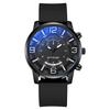 Men's Casual Blue Light Silicone Quartz Watch with Large Dial and Double Scale