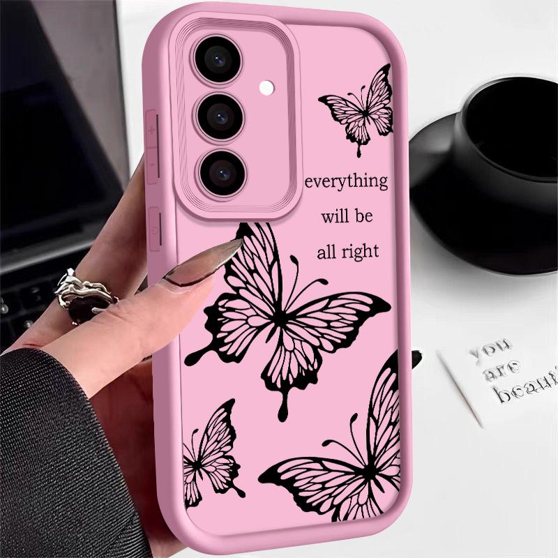 Shockproof Butterfly Print Protection Phone Case for Samsung S25 S24 FE S23 Ultra S22 Plus S21 A16 A56 A55 A36 A35 A15 5G Soft Silicone Matte Shell