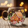 10oz Christmas Painted Mug Winter Scenery Painted Mugs Stained Glass Holiday Drinking Coffee Cup for Cafe Home Bar Decor