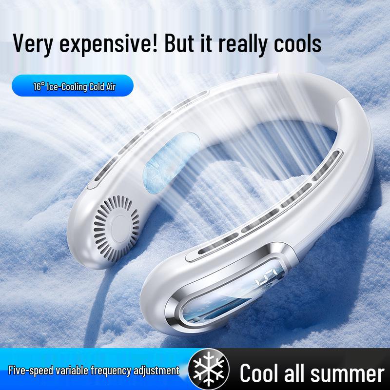 Portable USB-Charged Silent Hanging Neck Fan for Outdoor Use