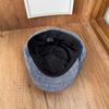 Literary style linen octagonal hat women's fine plaid breathable painter hat loose big head circumference British newsboy hat
