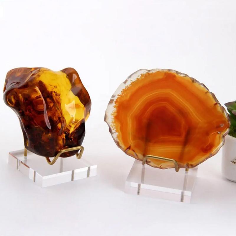 Металлическая минеральная подставка с акриловым основанием для ювелирной подставки, каменной полки