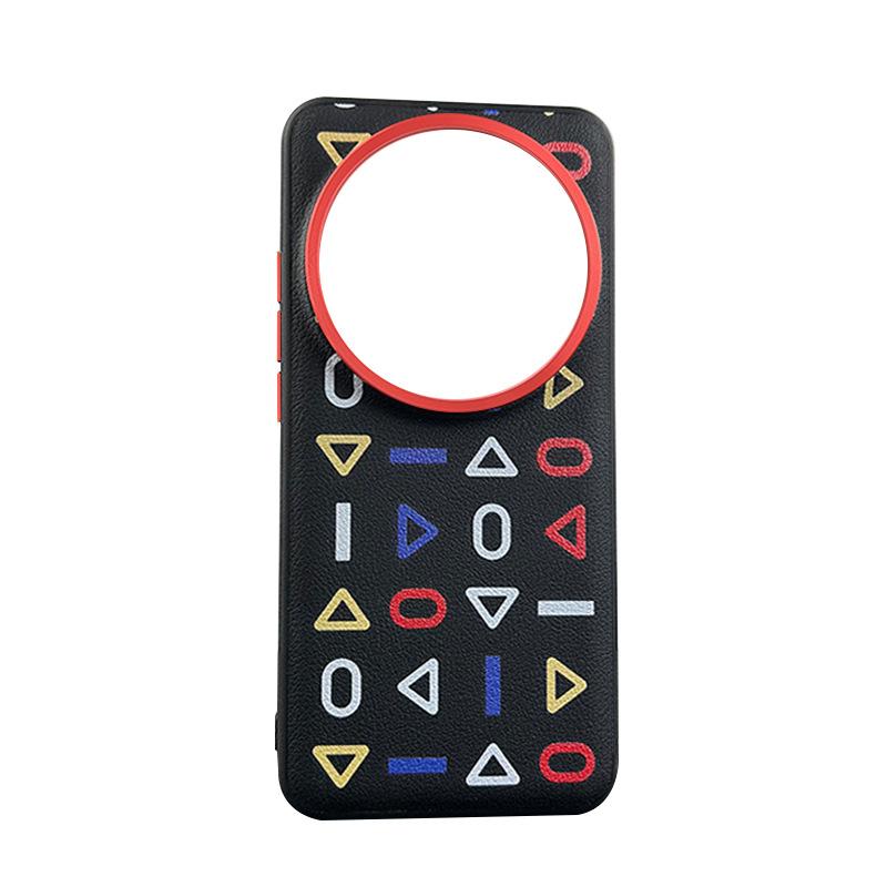 Minimalist Line Color Graffiti Leather Case for Xiaomi Mi 15 Ultra 14 Ultra 13u Hardware Large Hole Len+Independent Button Cover