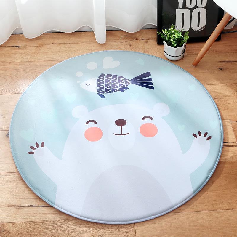Нескользящий ковер для кроватки для дома, гостиной, спальни, украшение для спальни, кавайный круглый ковер с рисунком, напольный коврик