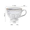 400ml European Retro Glass Cup Sun Flower Embossed Breakfast Milk Cup Anti-scald Handle Tea Coffee Cup Milkshake Juice Cup For Party