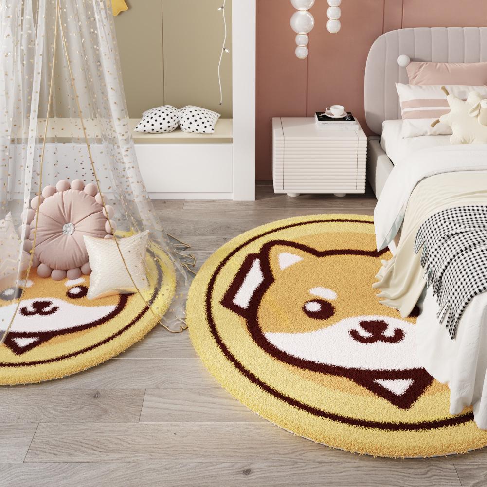 Круглый ковер с рисунком в скандинавском стиле для гостиной, кабинета или спальни – детский коврик для журнального столика и прикроватный коврик