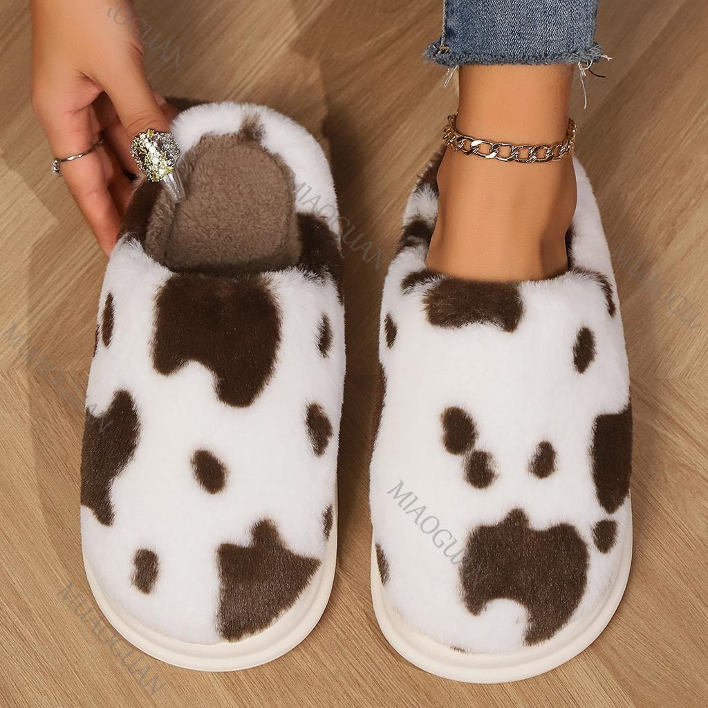 Fashion Fluffy Slippers Women House Flat Bottom Casual Winter Fashion Shoes Girls Home Plush Warm Platform Elegant Footwear Large Size