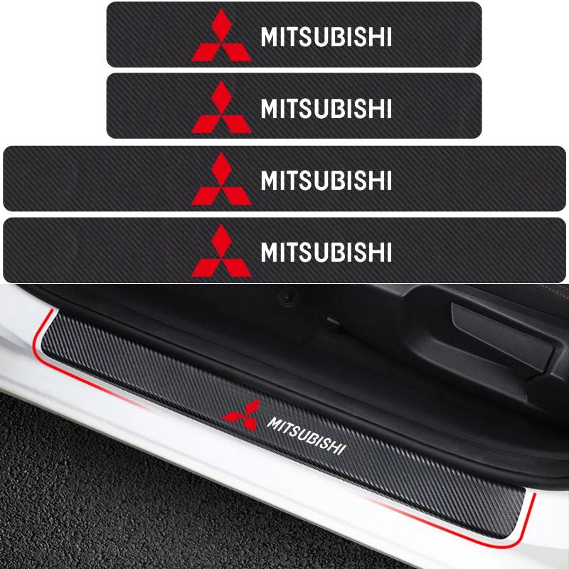 Carbon Fiber Car Door Sill Protector Stickers for Mitsubishi Outlander Lancer Pajero ASX Exterior Plate Guard