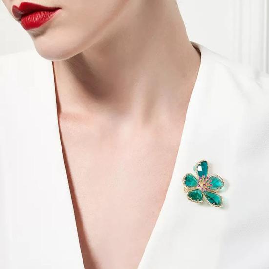Crystal Flower Brooch High-End Women'S Exquisite High-End Sense Corsage