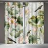 2pcs Elegant Watercolor for Lotus & Bird Print Curtains - Retro Japanese Style, Semi-Transparent Polyester Drapes for Bedroom &