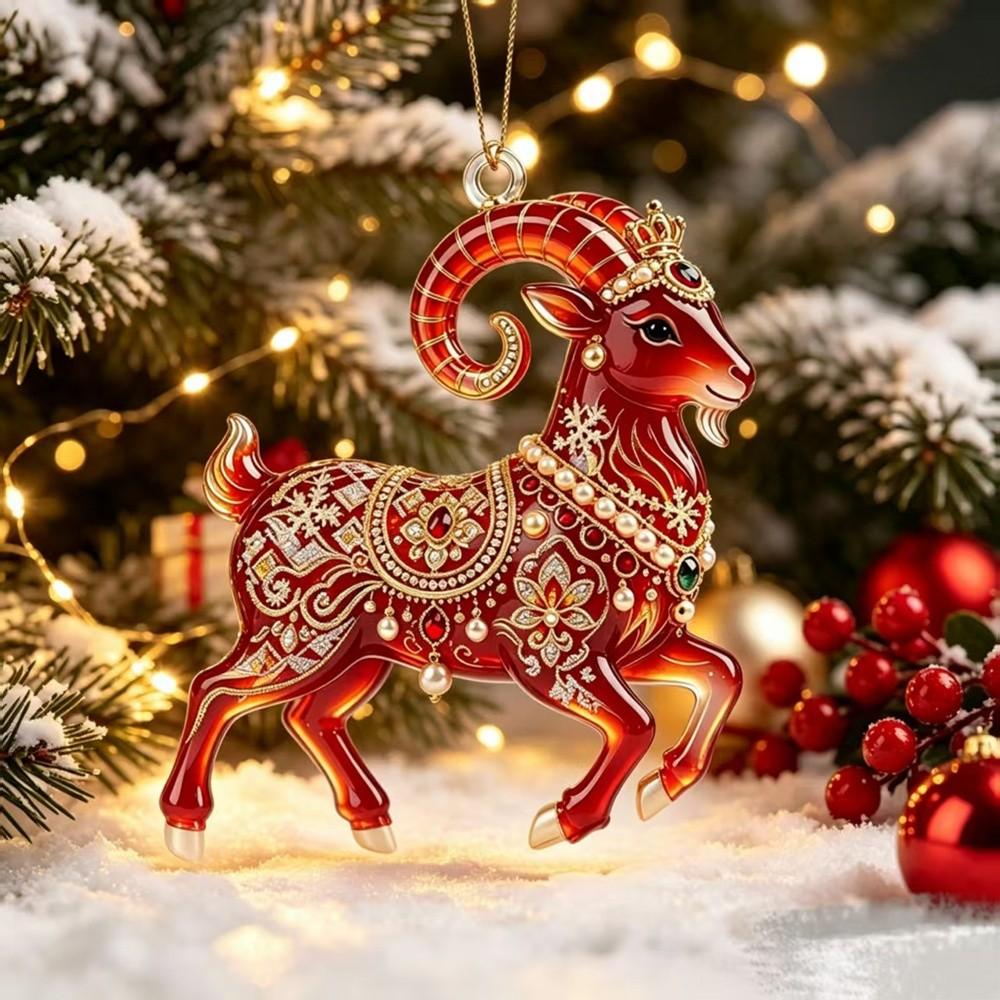 Acrylic Goat Hanging Ornament Set 2D Flat Animal Hanging Decoration Holiday Party Decor