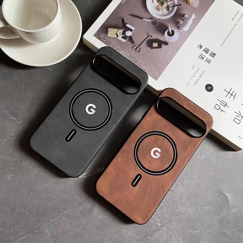 Роскошный деловой кожаный чехол для телефона Magsafe для Google Pixel 10 9 8 7 Pro XL 8A 7A Магнитный беспроводной зарядка Защитная крышка