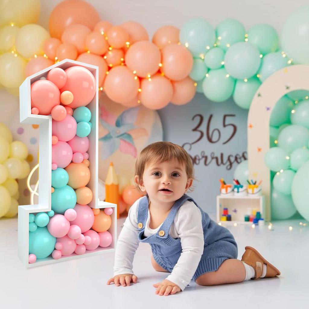 Giant Number Balloon Frame Birthday Balloon Filling Box 1st One Birthday Party Decorations Kids Anniversary Wedding Decor