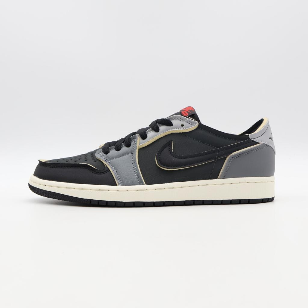 DV0982-006 Nike Air Jordan 1 Low OG EX Черный Дымчато-серый Парусный Бежевый Серый (Мужской)