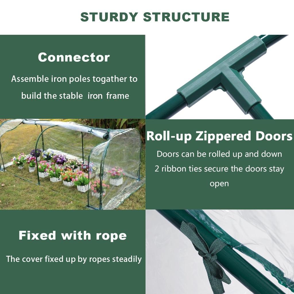 120/180/270 см теплица цветочный сад навес открытый дом навес полный завод садоводство зеленый с рамкой крышка туннель