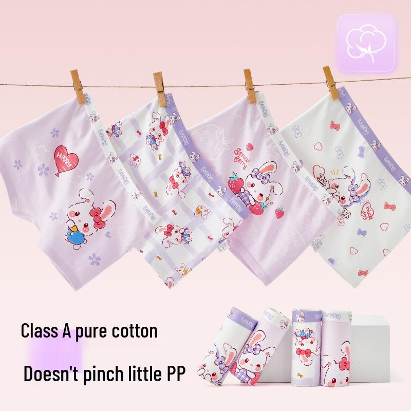 Трусы-боксеры из чистого хлопка для девочек с мультяшным рисунком - Антибактериальные, с плоской штаниной, не сдавливающие, для детей младшего и среднего школьного возраста