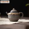 130ml Chinese Gilded Iron Glazed Teapot Handmade Ancient Early Fired Rough Pot Tea Brewing Kettle Kung Fu Tea Items Ornaments