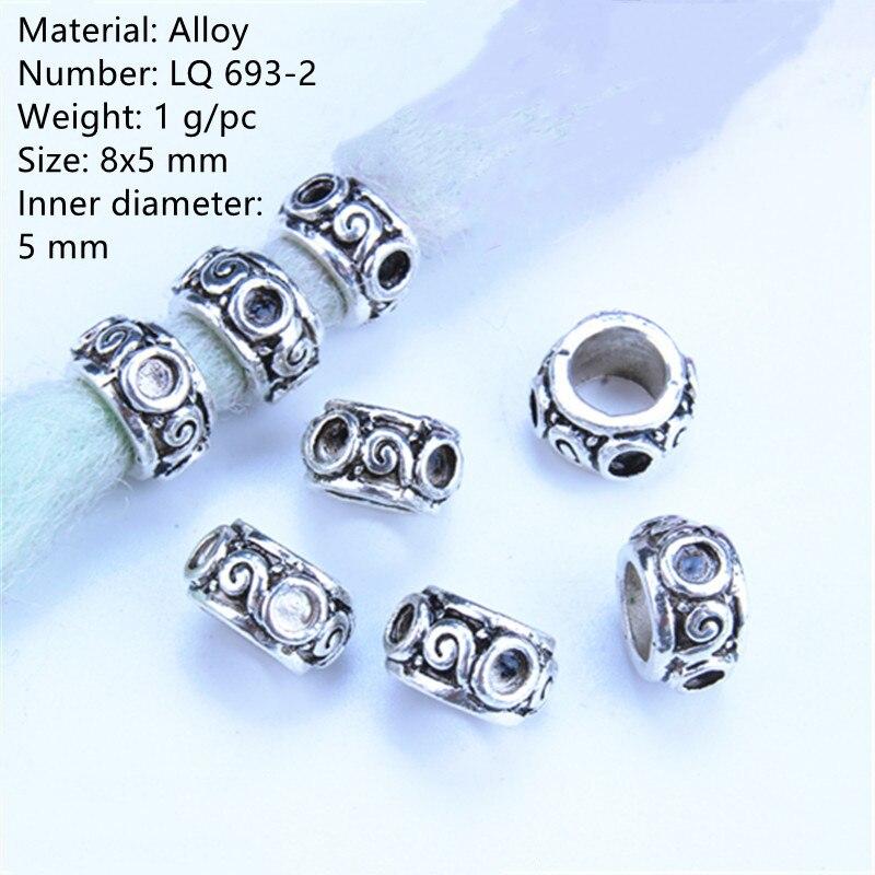 5pcs/bag Silver Metal Hair Rings Braid Dreadlocks Bead Hair Cuffs Dread Tube Charm Dreadlock for DIY Hair Accessaries